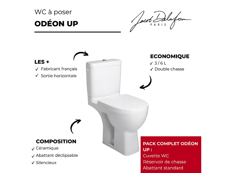 WC à poser JACOB DELAFON Odeon up + abattant standard
