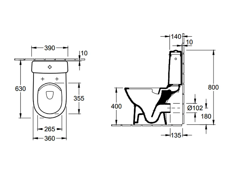 WC à poser compact sans bride sortie horizontale VILLEROY & BOCH O.novo avec abattant fein de chute