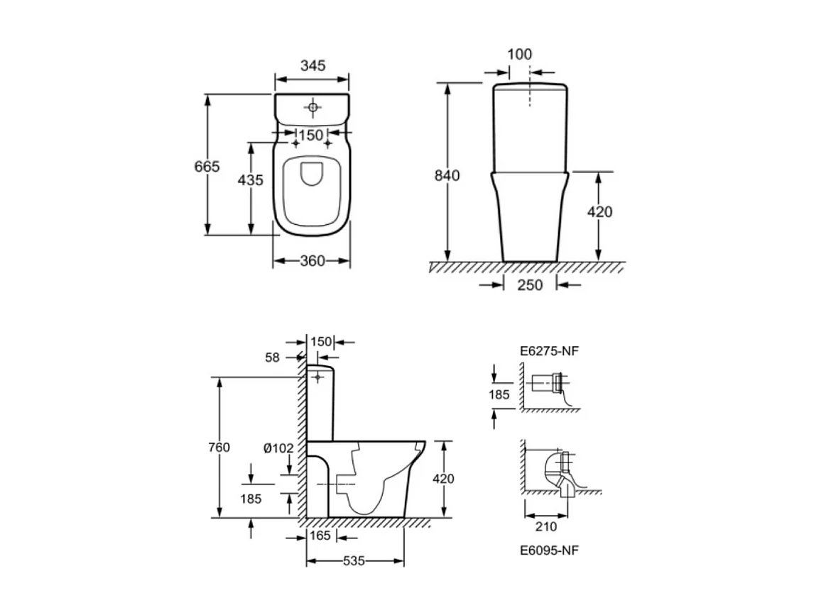 WC à poser sortie universelle JACOB DELAFON Vox avec abattant