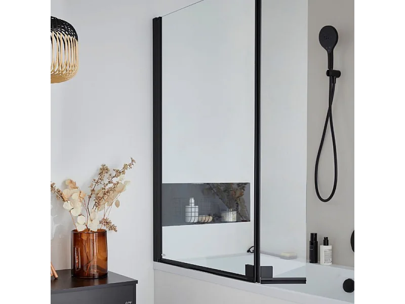 Lot baignoire droite 170 X 75 JACOB DELAFON Evok + pare-bain noir mat