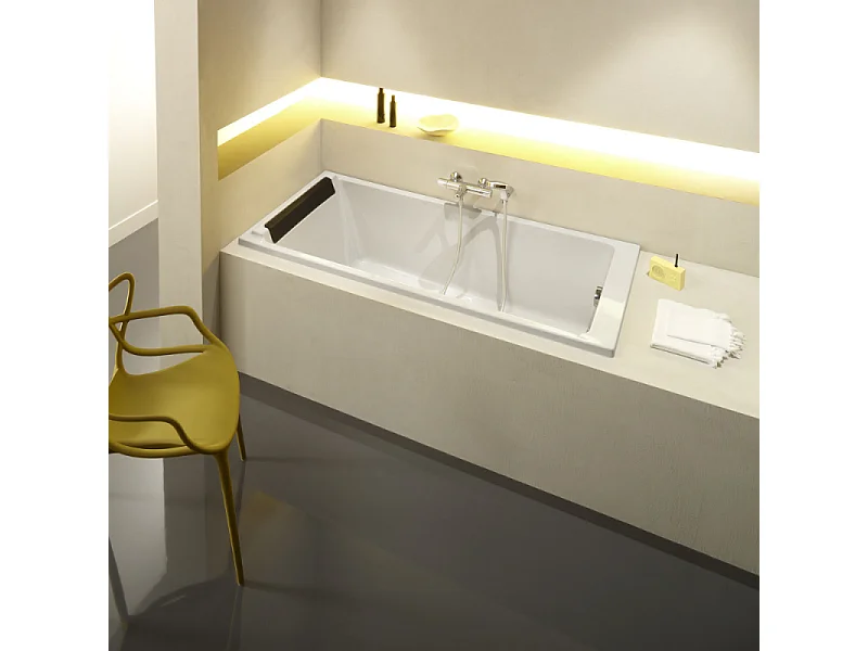 Pack baignoire bain douche JACOB DELAFON Spacio 170 x 70 cm + pare-bain noir mat