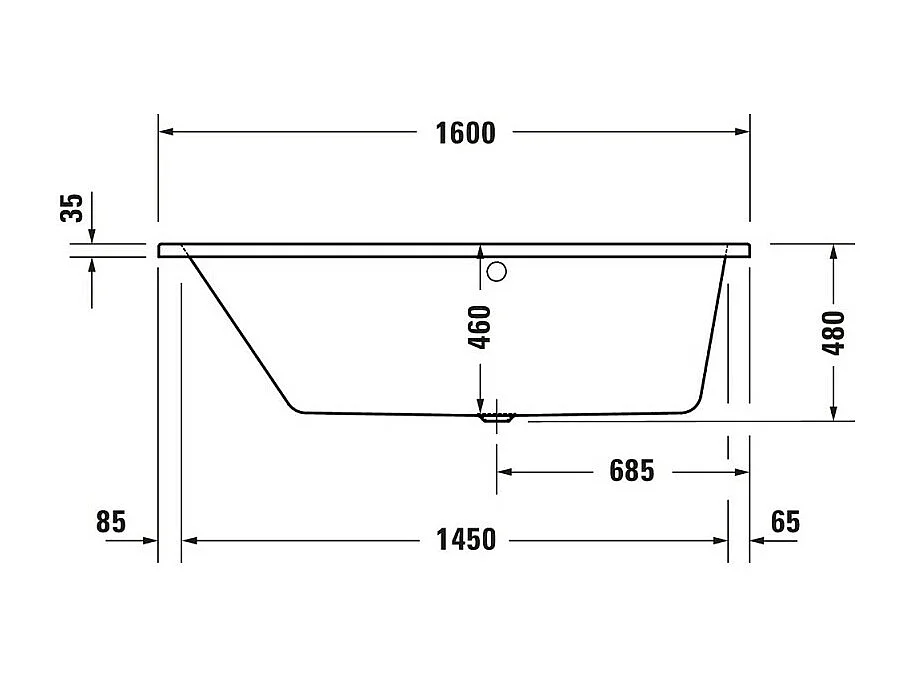 Baignoire asymétrique 160x85 DURAVIT Duravit No.1 version gauche