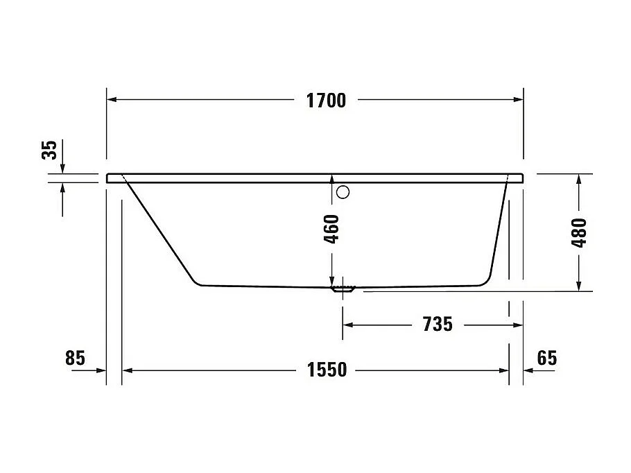 Baignoire asymétrique 170x100 DURAVIT Duravit No.1 version gauche