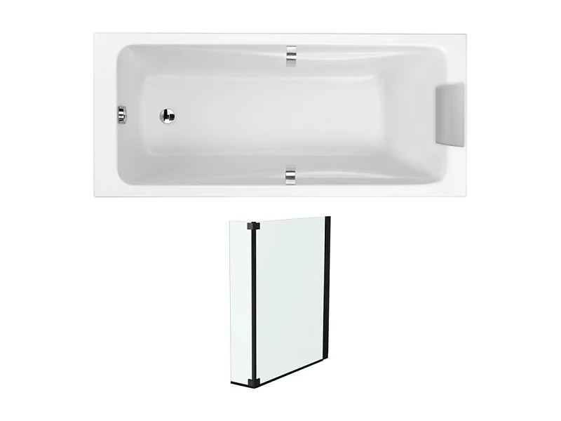 Pack baignoire droite 150 X 70 JACOB DELAFON Odéon up + pare bain 2 volets noir mat