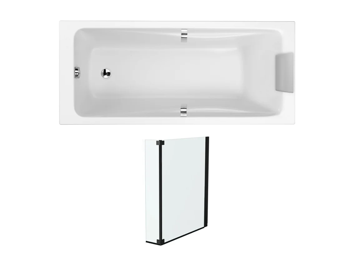 Pack baignoire droite 150 X 70 JACOB DELAFON Odéon up + pare bain 2 volets noir mat