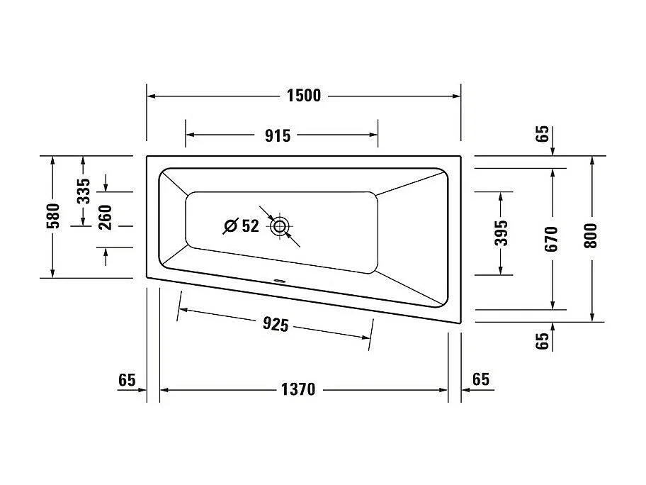 Baignoire asymétrique 150x80 DURAVIT Duravit No.1 version droite