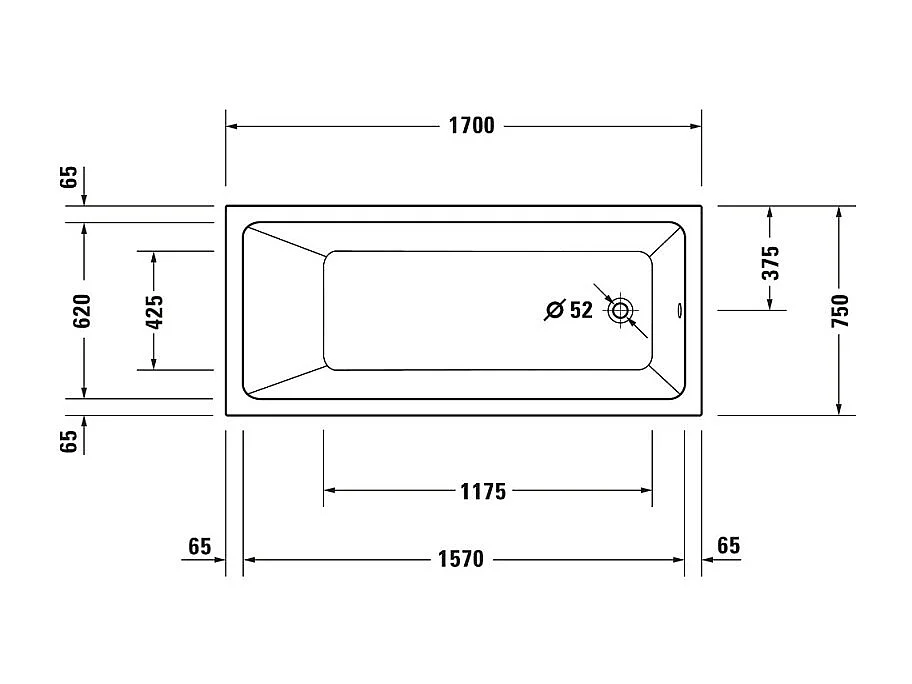 Baignoire droite 170x75 DURAVIT Duravit No.1
