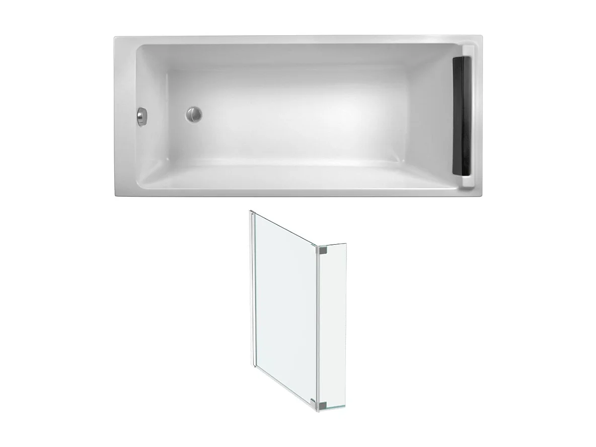 Pack baignoire bain douche JACOB DELAFON Spacio 170 x 70 cm + pare-bain chromé