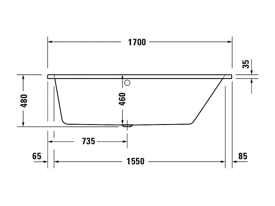 Baignoire asymétrique 170x100 DURAVIT Duravit No.1 version droite