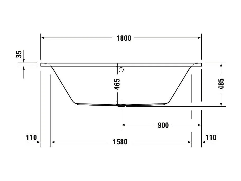 Baignoire droite 180 X 80 DURAVIT D-Neo avec 2 dossiers