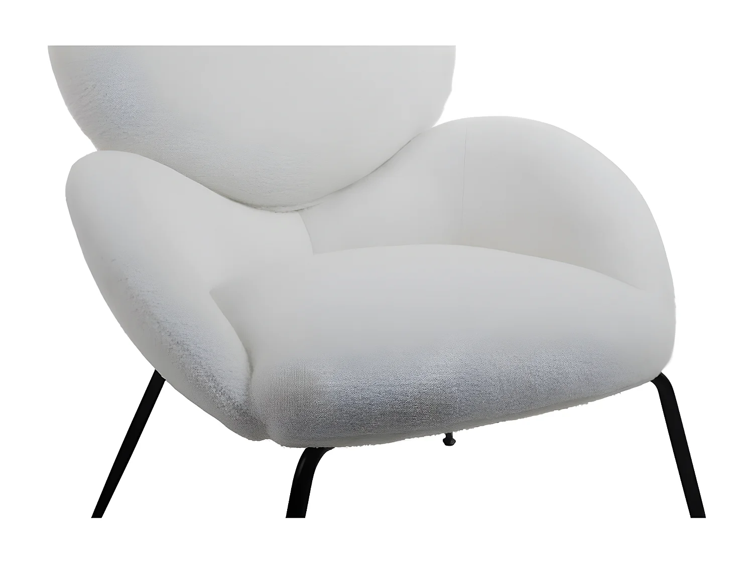 Fauteuil Teddy en velours avec pieds en métal, chaise de loisirs moderne (blanc)