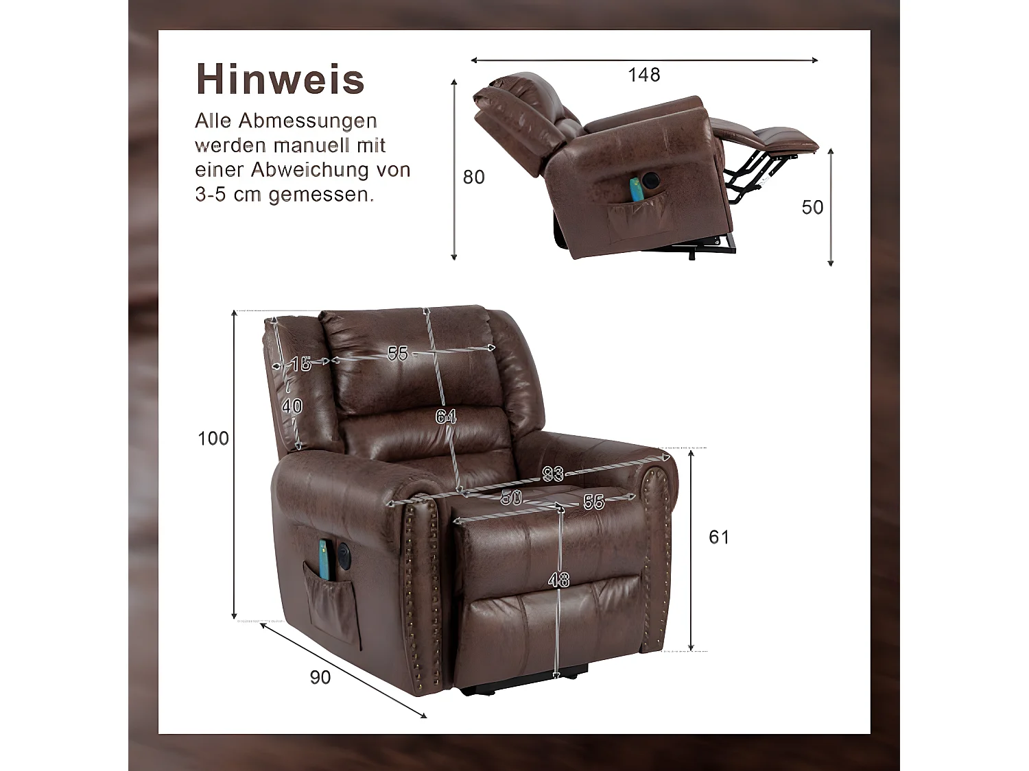 Fauteuil de massage électrique avec fonction de relevage