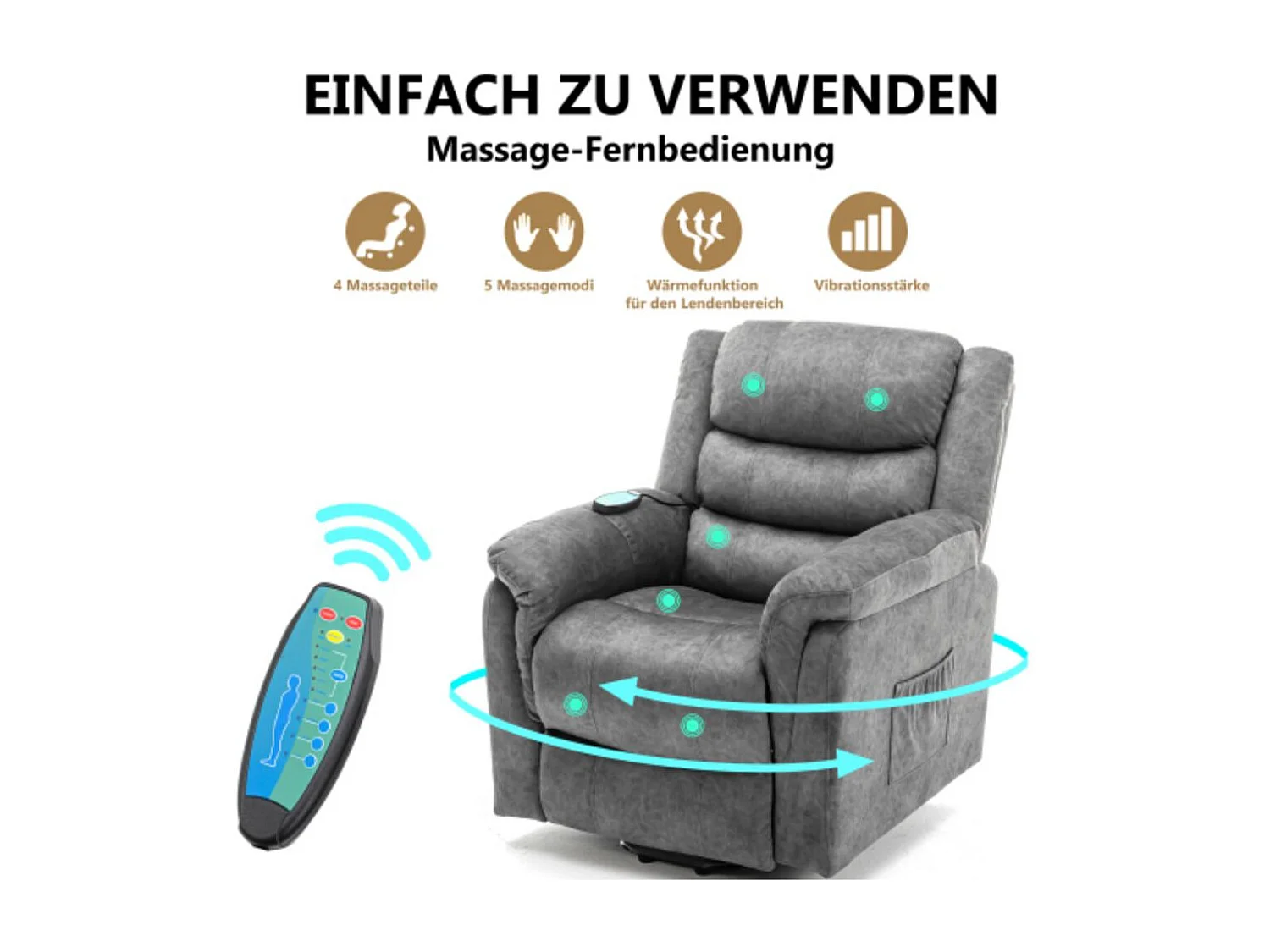 Poltrona de massagem elétrica com função de aquecimento e vibração