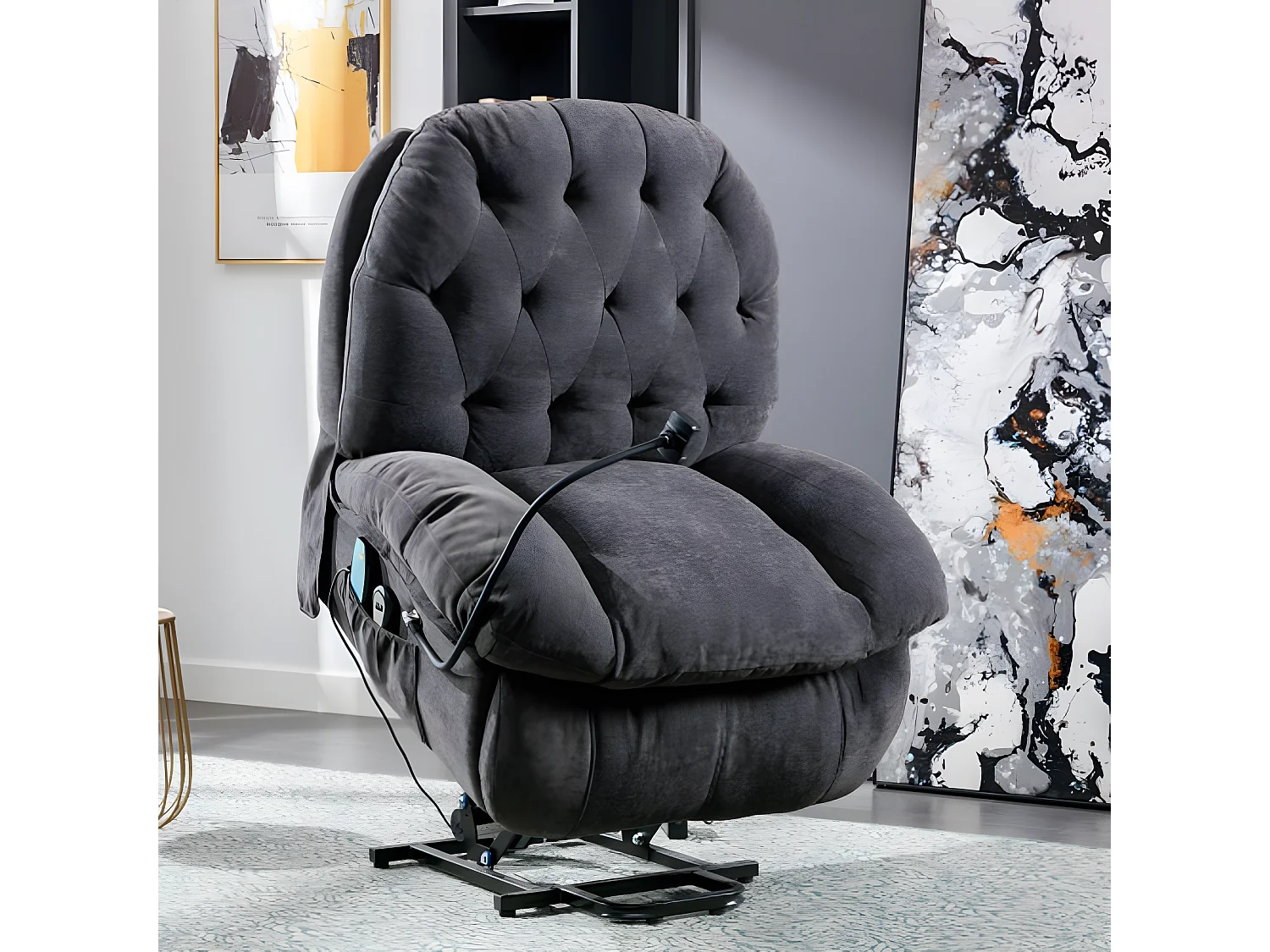 Fauteuil relaxant en tissu électrique avec support pour téléphone