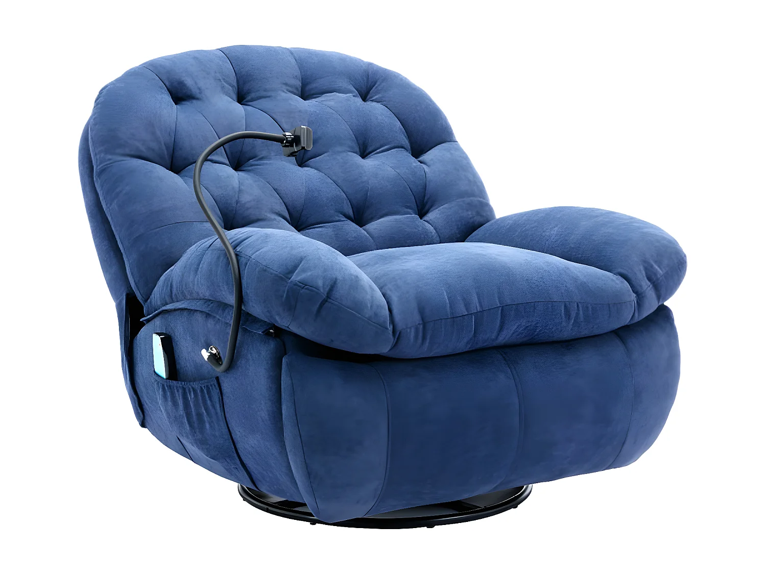 360 graden draaibare massagestoel van stof met verwarmde telefoonhouder