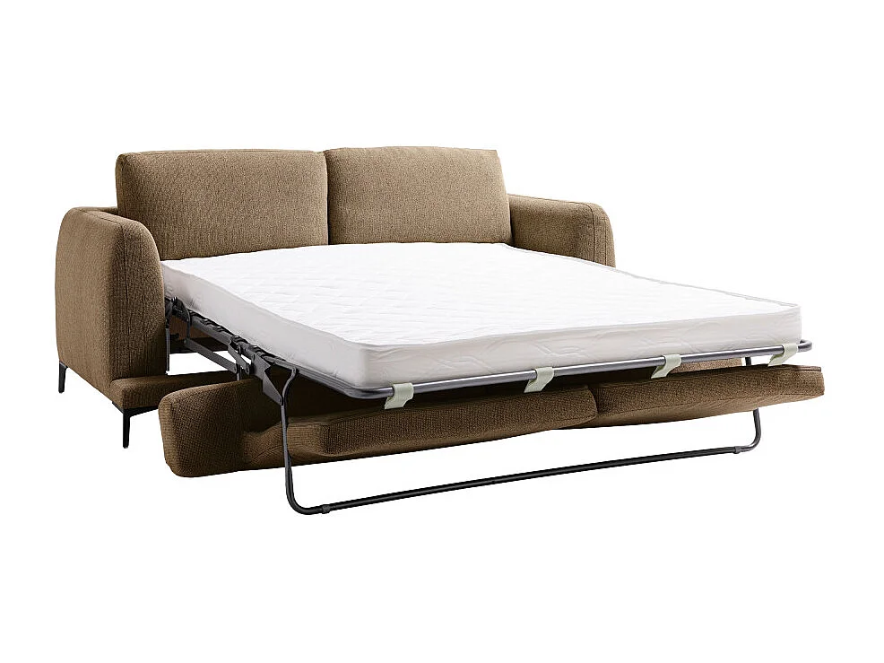 Kinna - Canapé convertible express 3 places en tissu - Caramel