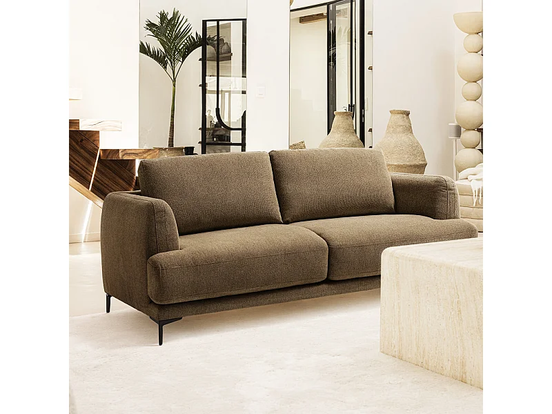 Kinna - Canapé convertible express 3 places en tissu - Caramel