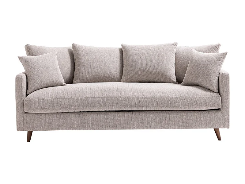 Villabon - Canapé convertible 3 places en tissu pieds bois foncé - Naturel chiné