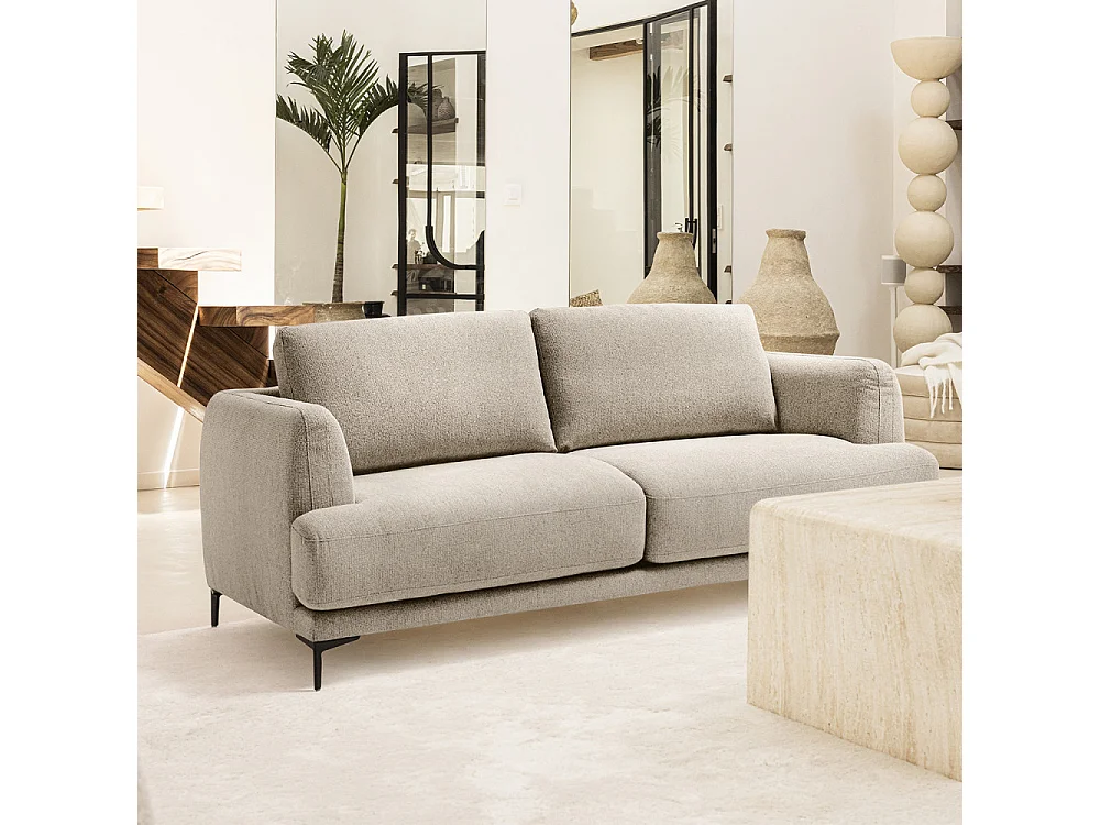 Kinna - Canapé convertible express 3 places en tissu - Naturel