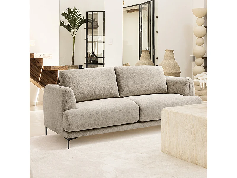 Kinna - Canapé convertible express 3 places en tissu - Naturel