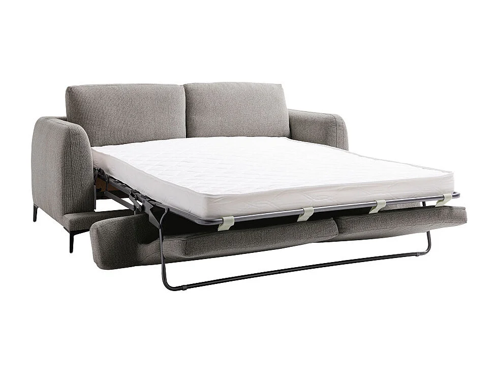 Kinna - Canapé convertible express 3 places en tissu - Gris chiné