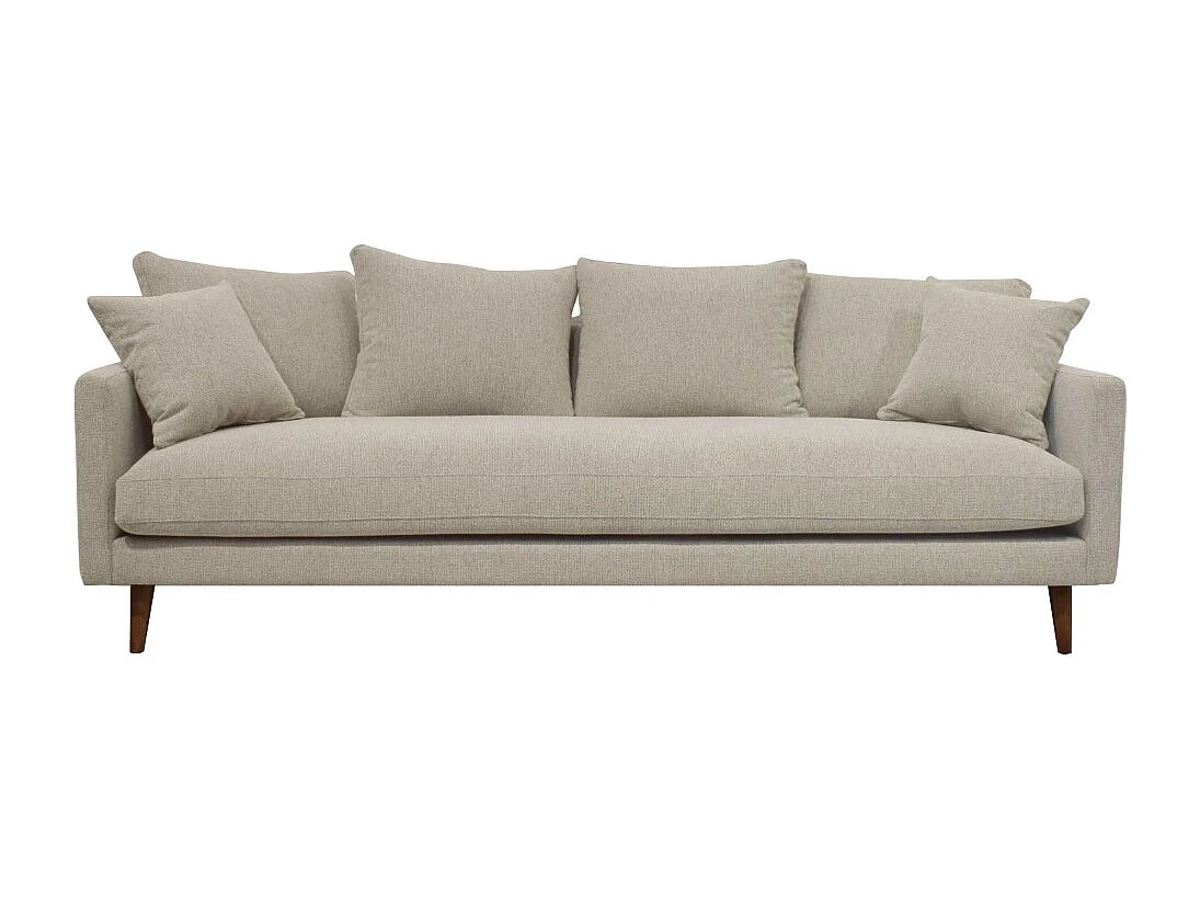 Villabon - Canapé convertible 4 places en tissu pieds bois foncé - Naturel chiné