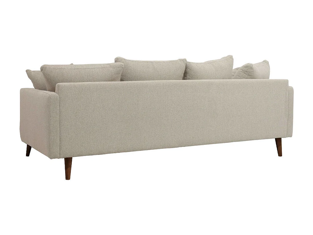 Villabon - Canapé convertible 4 places en tissu pieds bois foncé - Naturel chiné