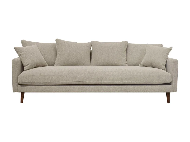 Villabon - Canapé convertible 4 places en tissu pieds bois foncé - Naturel chiné