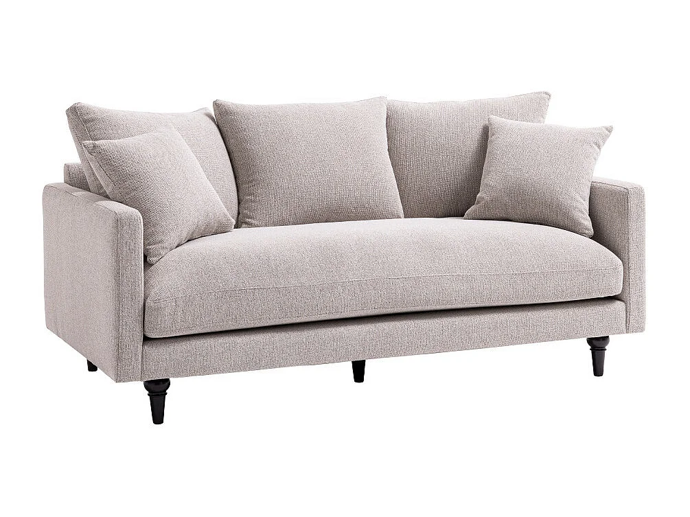 Villabon - Canapé 3 places en tissu pieds tournés - Naturel chiné