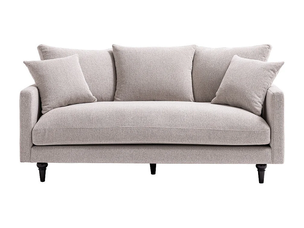 Villabon - Canapé 3 places en tissu pieds tournés - Naturel chiné