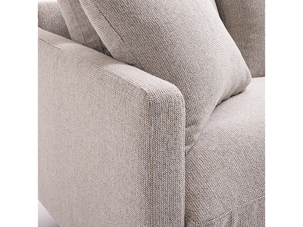 Villabon - Canapé 3 places en tissu pieds tournés - Naturel chiné