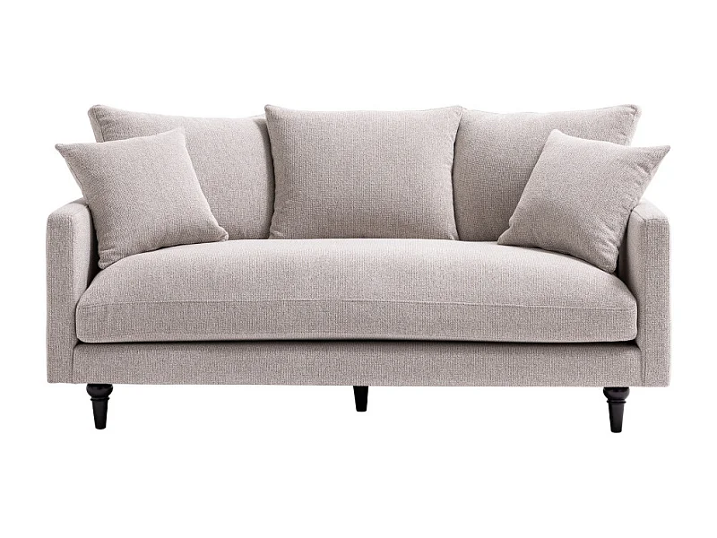 Villabon - Canapé 3 places en tissu pieds tournés - Naturel chiné