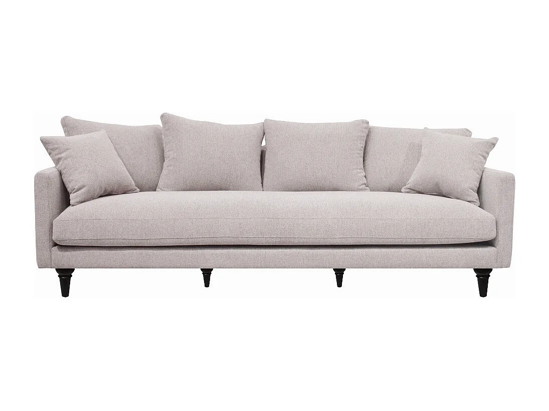 Villabon - Canapé 4 places en tissu pieds tournés - Naturel