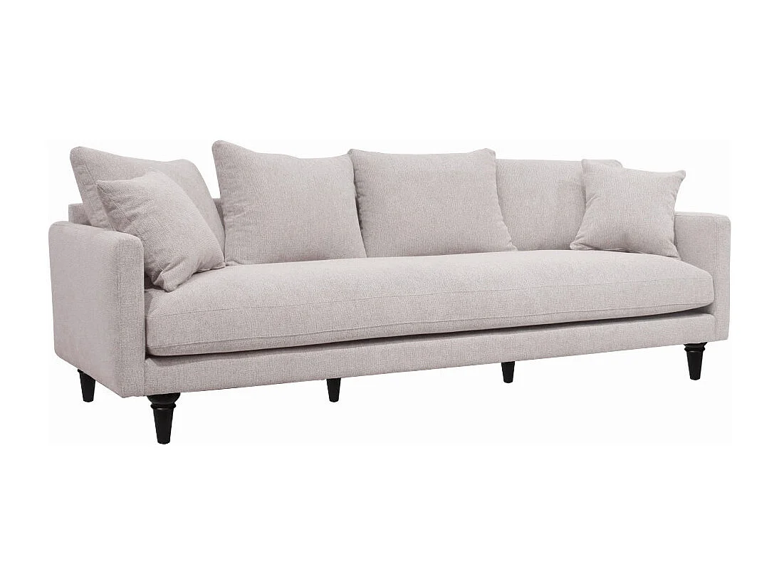 Villabon - Canapé 4 places en tissu pieds tournés - Naturel