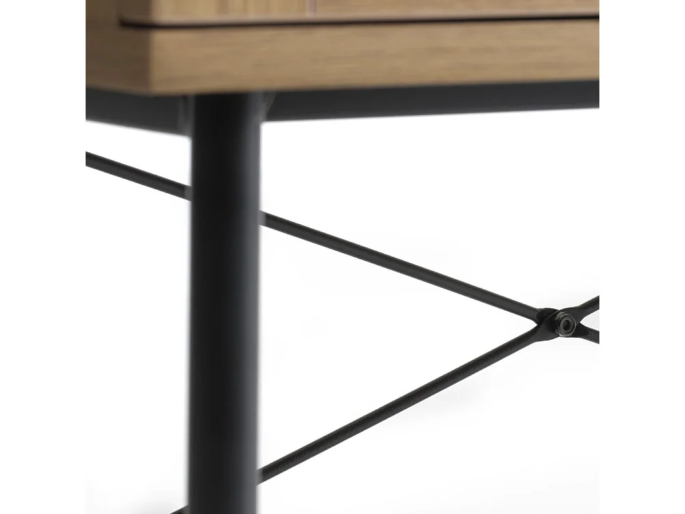 Rinto - Buffet haut 2 portes bois et métal H135cm - Bois clair