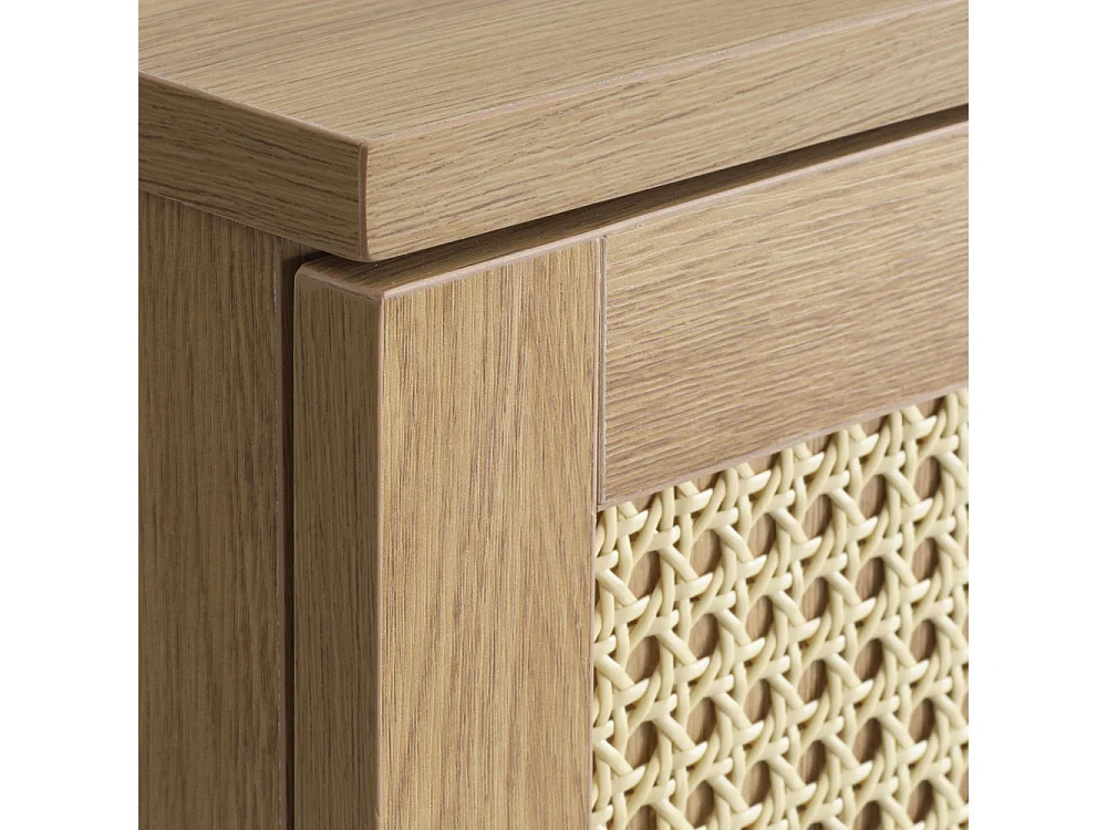 Rinto - Buffet haut 2 portes bois et métal H135cm - Bois clair