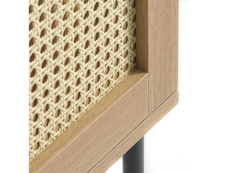 Rinto - Buffet haut 2 portes bois et métal H135cm - Bois clair