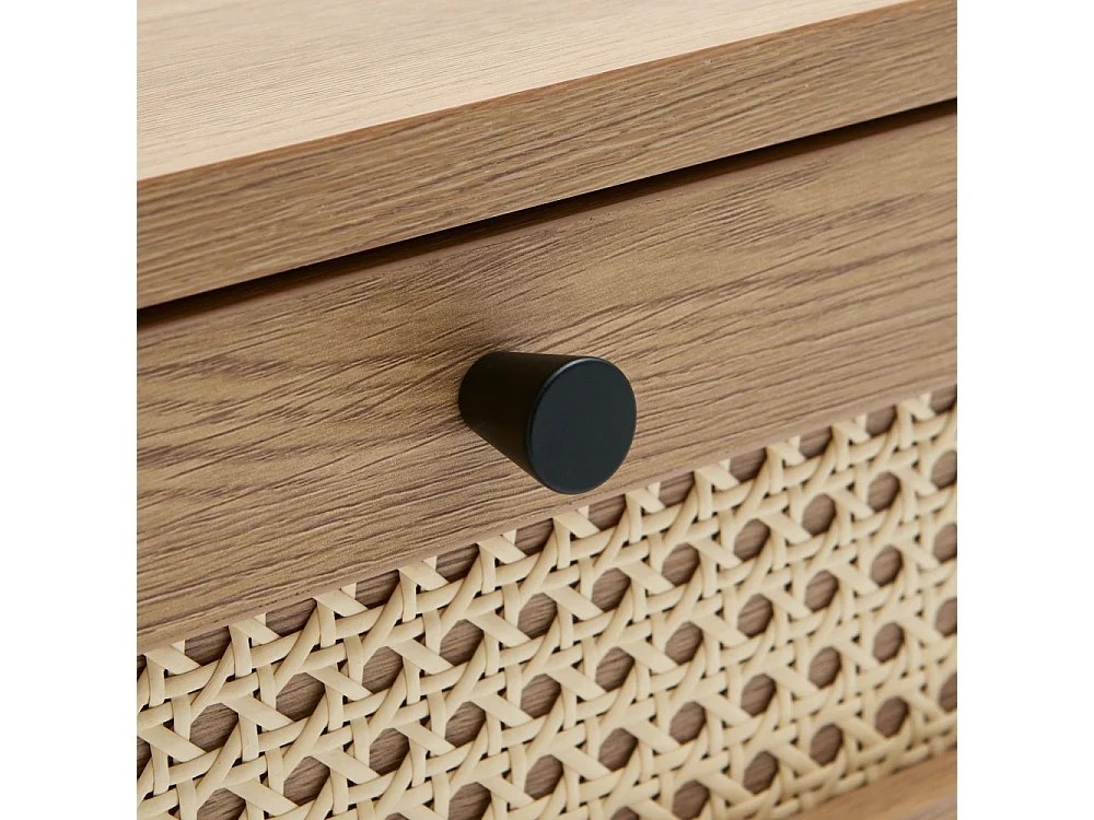 Rinto - Table basse 2 tiroirs en bois et métal - Bois clair