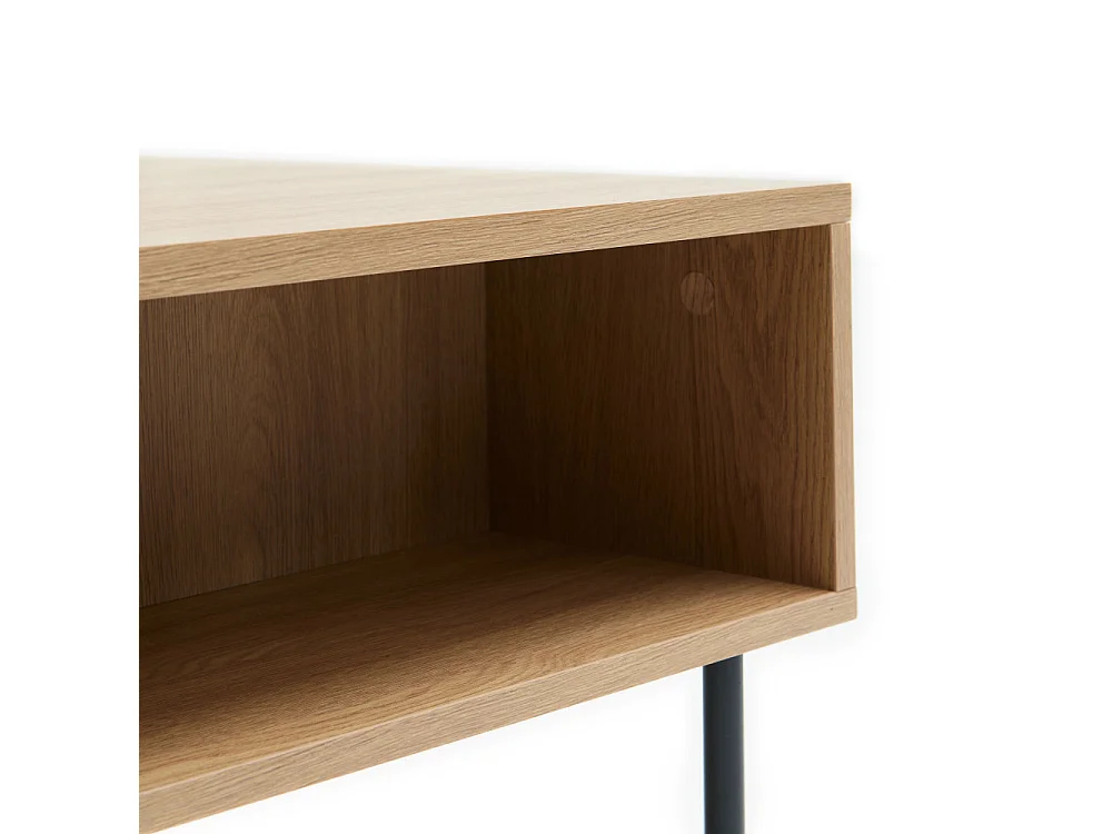 Rinto - Table basse 2 tiroirs en bois et métal - Bois clair