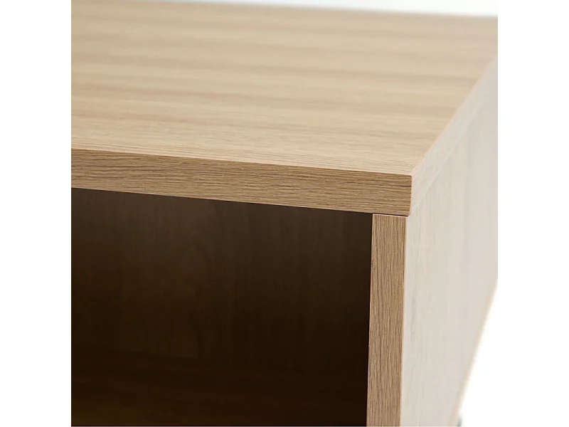 Rinto - Table basse 2 tiroirs en bois et métal - Bois clair