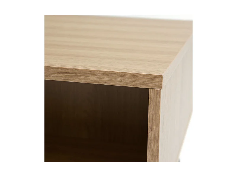 Rinto - Table basse 2 tiroirs en bois et métal - Bois clair
