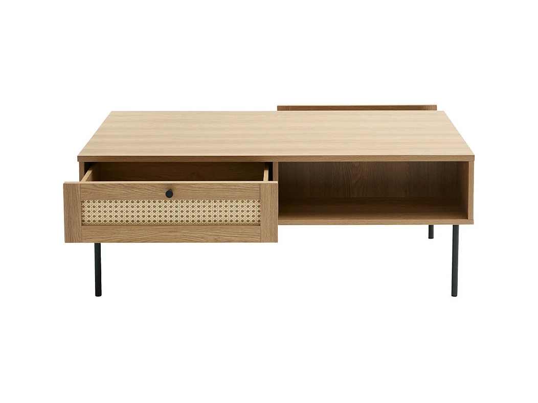 Rinto - Table basse 2 tiroirs en bois et métal - Bois clair
