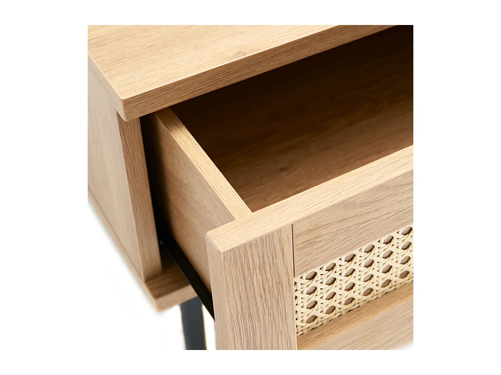 Rinto - Table basse 2 tiroirs en bois et métal - Bois clair