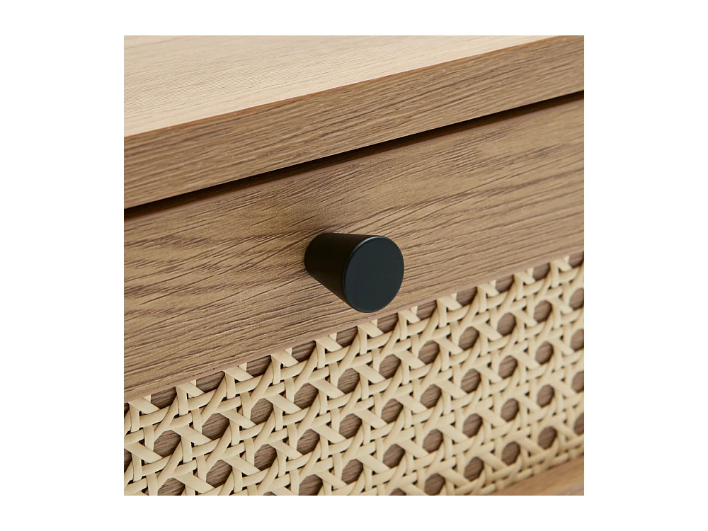 Rinto - Table basse 2 tiroirs en bois et métal - Bois clair