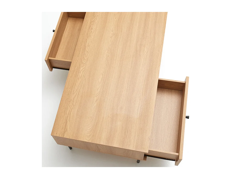 Rinto - Table basse 2 tiroirs en bois et métal - Bois clair