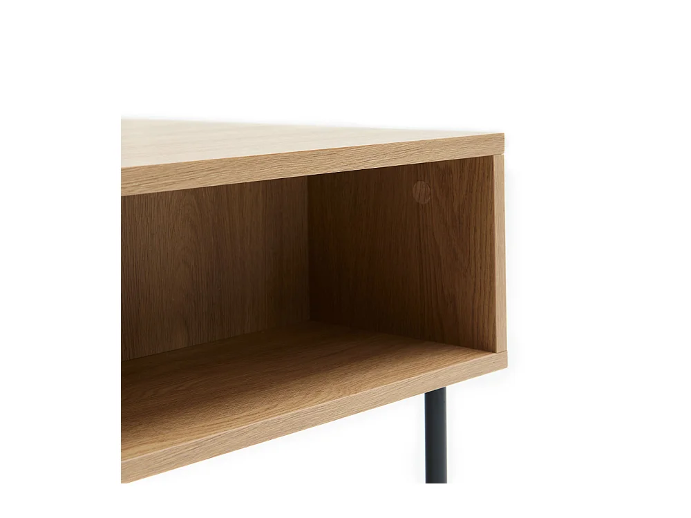 Rinto - Table basse 2 tiroirs en bois et métal - Bois clair