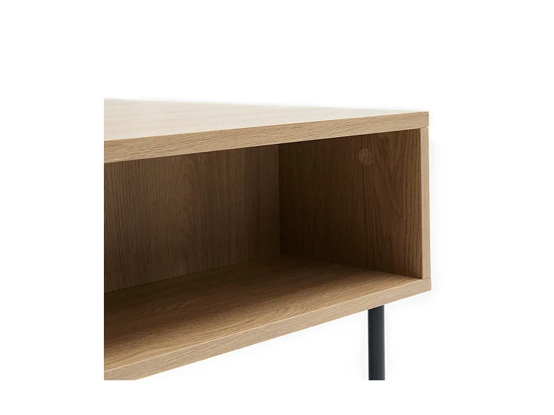 Rinto - Table basse 2 tiroirs en bois et métal - Bois clair