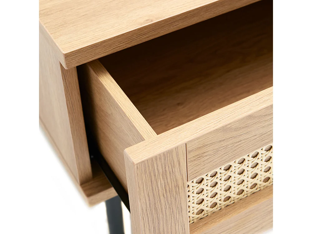 Rinto - Table basse 2 tiroirs en bois et métal - Bois clair