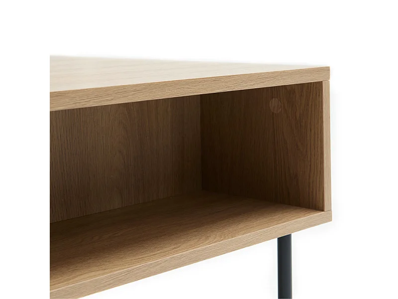 Rinto - Table basse 2 tiroirs en bois et métal - Bois clair