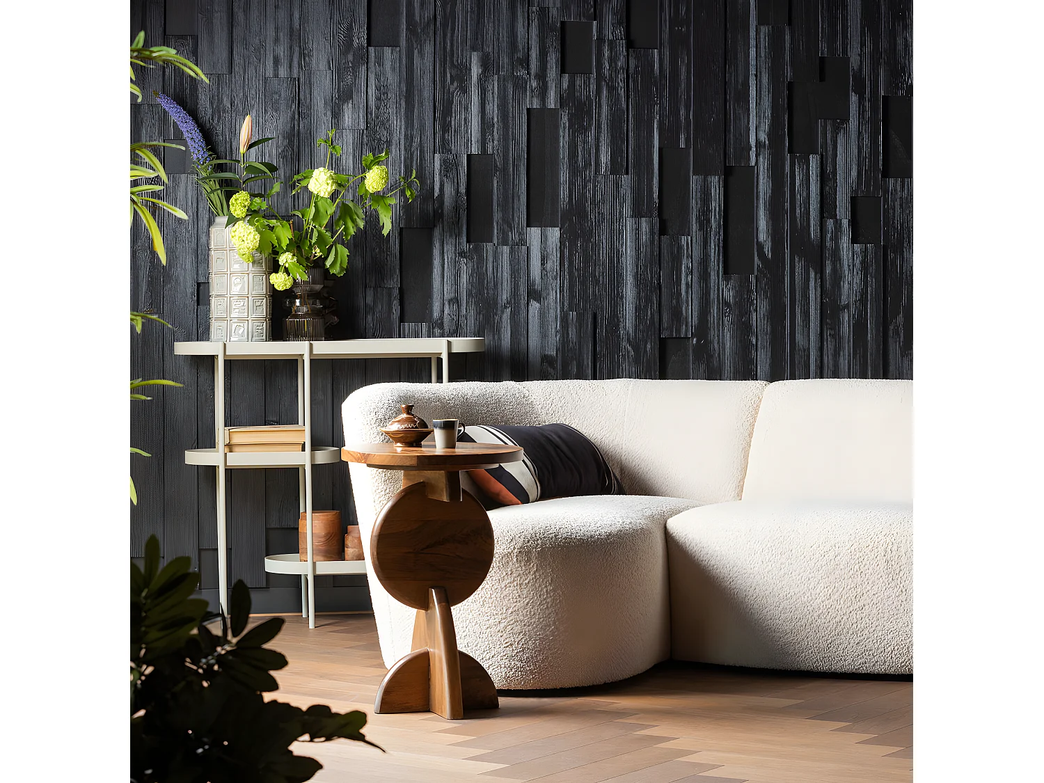 Noan - Console ovale en bois et métal L90cm - Beige